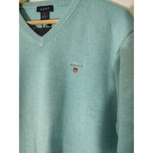 Men's Gant Classic V Neck Turquoise Jumper - Medium NWT